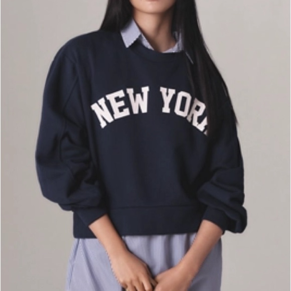 Anthropologie Navy Blue 'New York' Sweatshirt - En Elie